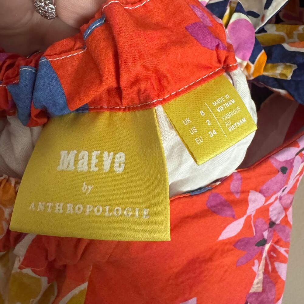 Anthropologie Maeve Floral Tie Bow Back Cutout Midi Dress Size 2 Small - Picture 6 of 7